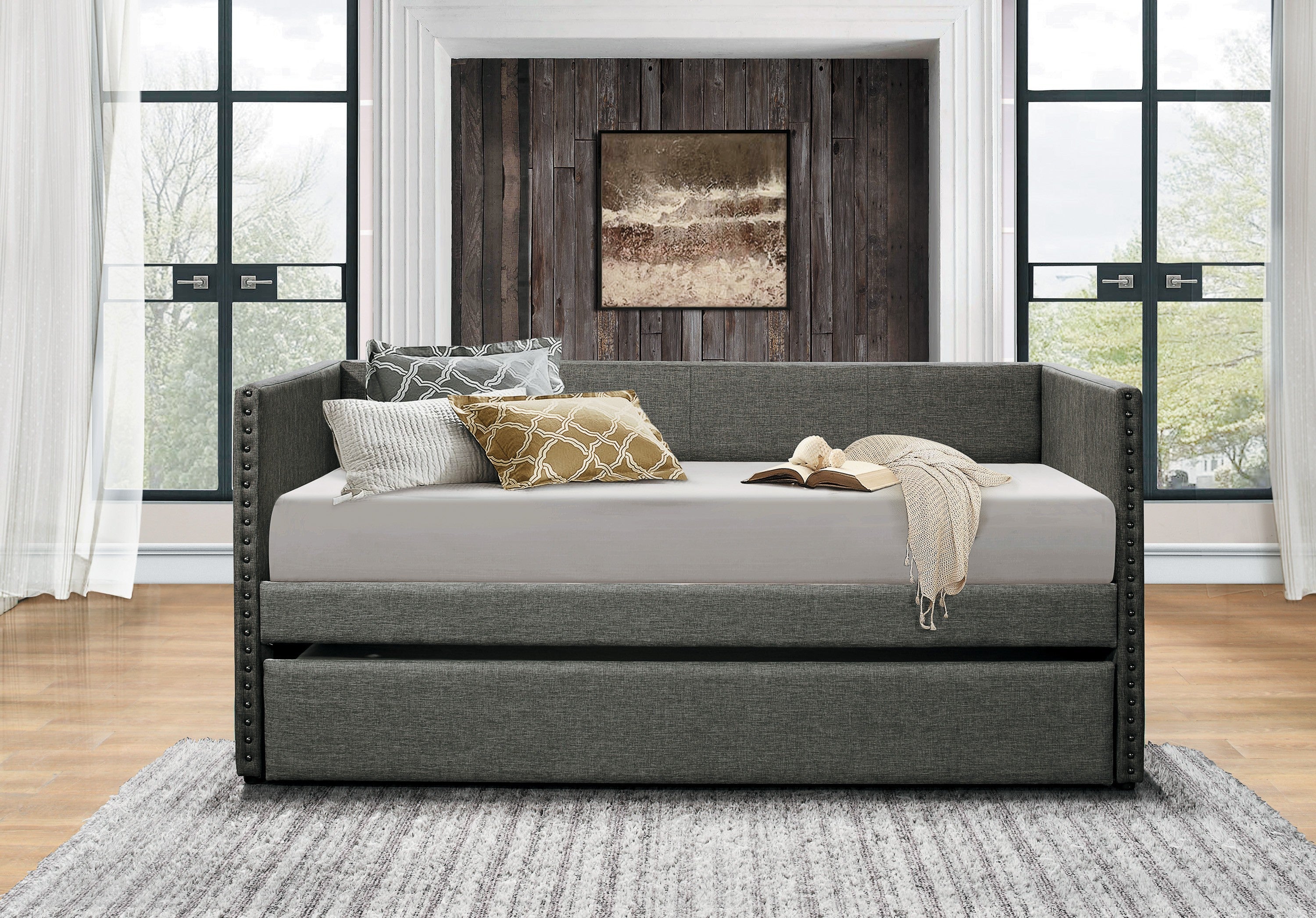 Therese Gray Daybed with Trundle - SET | 4969GY-A | 4969GY-B - Bien Home Furniture &amp; Electronics