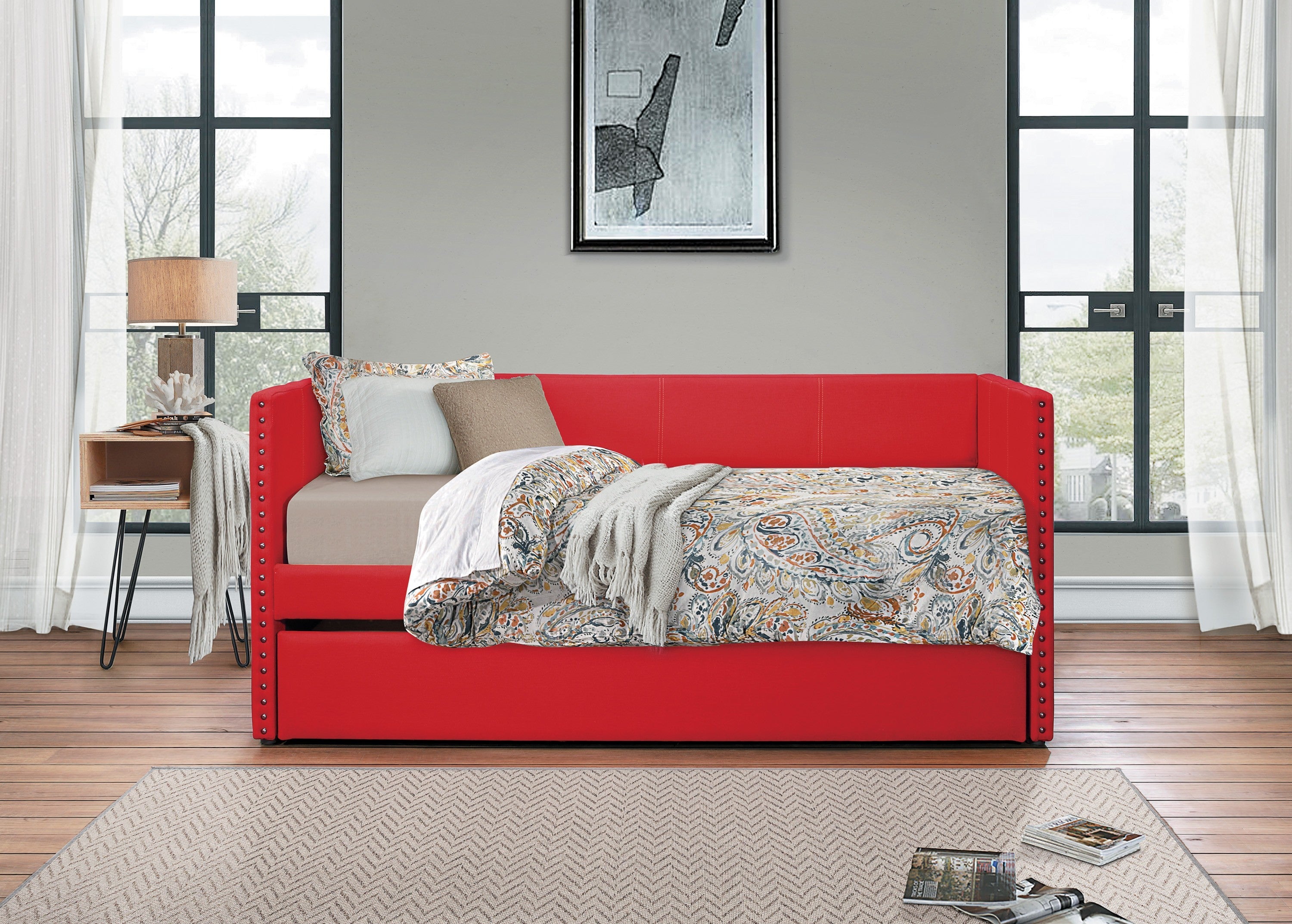 Therese Red Daybed with Trundle - SET | 4969RD-A | 4969RD-B - Bien Home Furniture &amp; Electronics