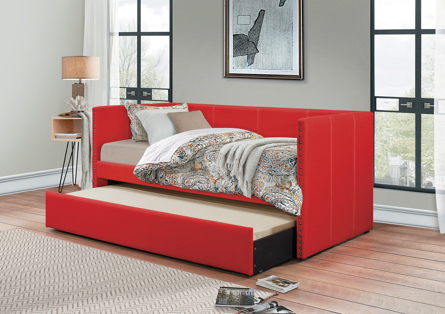 Therese Red Daybed with Trundle - SET | 4969RD-A | 4969RD-B - Bien Home Furniture & Electronics