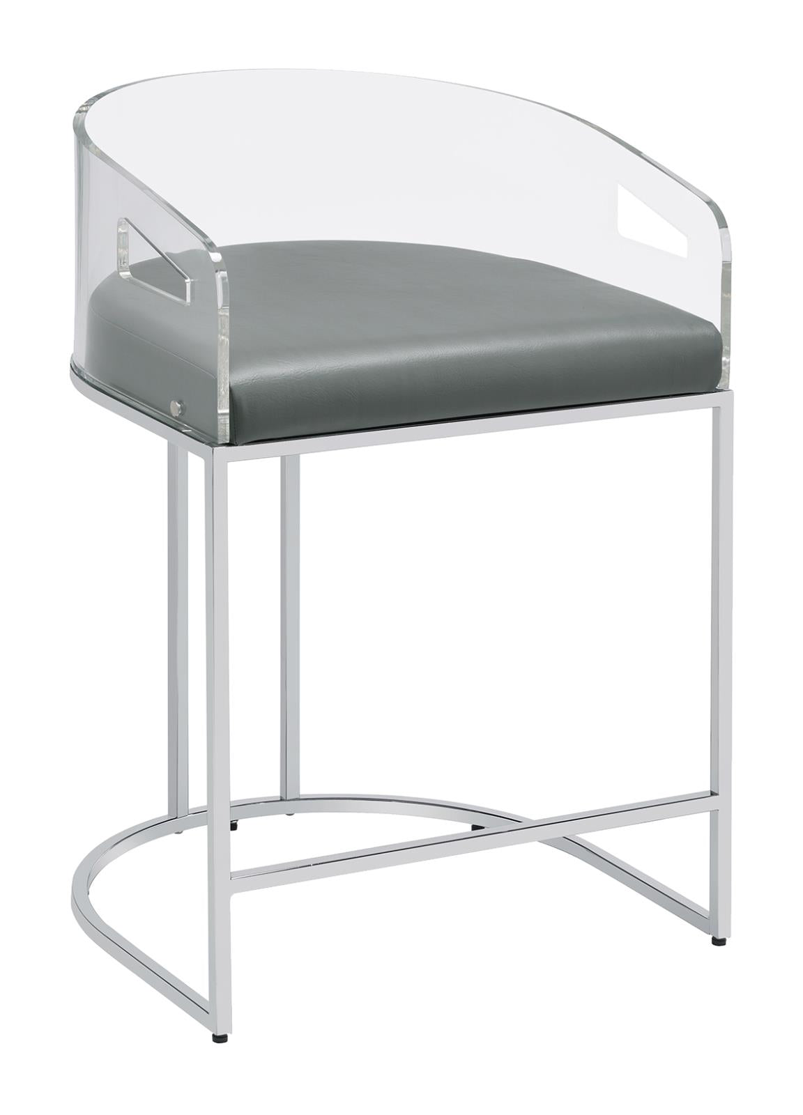 Thermosolis Gray/Chrome Acrylic Back Counter Height Stools, Set of 2 - 183405 - Bien Home Furniture & Electronics