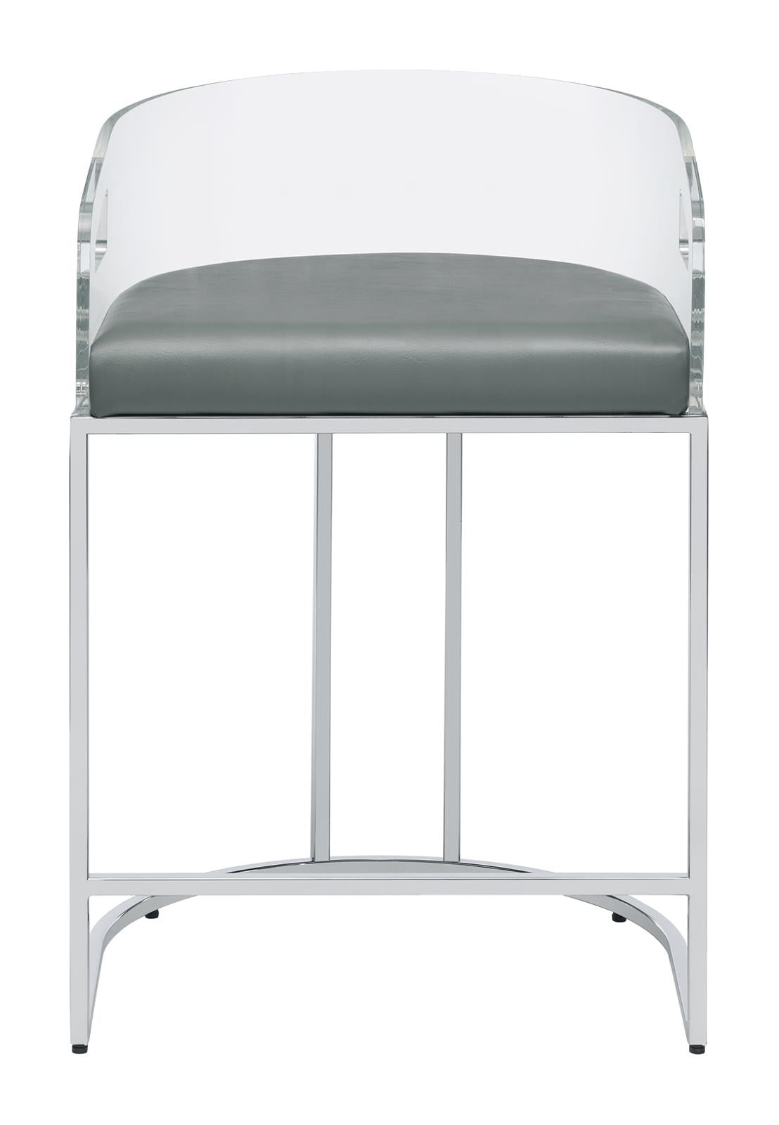 Thermosolis Gray/Chrome Acrylic Back Counter Height Stools, Set of 2 - 183405 - Bien Home Furniture & Electronics