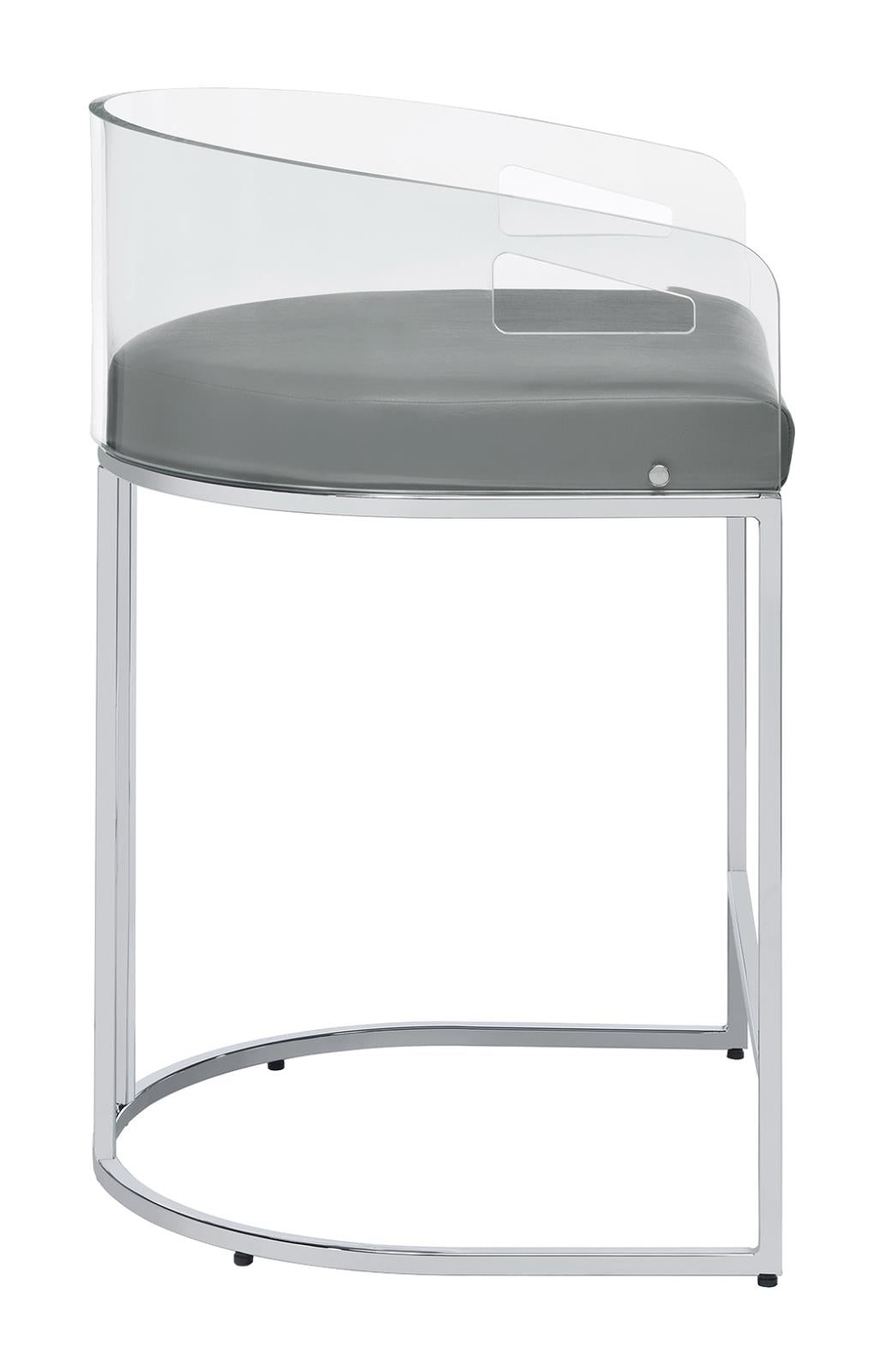 Thermosolis Gray/Chrome Acrylic Back Counter Height Stools, Set of 2 - 183405 - Bien Home Furniture & Electronics