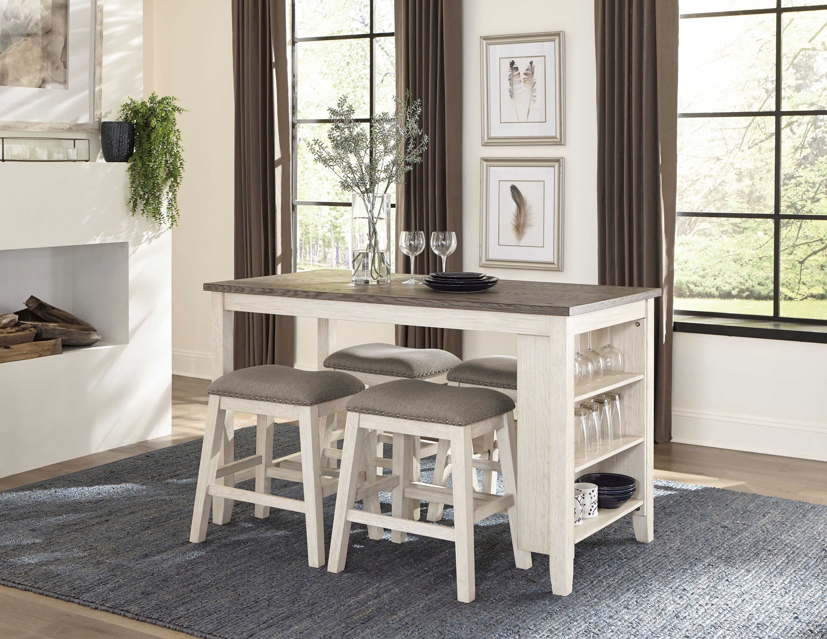 Timbre Whitewash Counter Chair, Set of 2 - 5603WW-24 - Bien Home Furniture & Electronics
