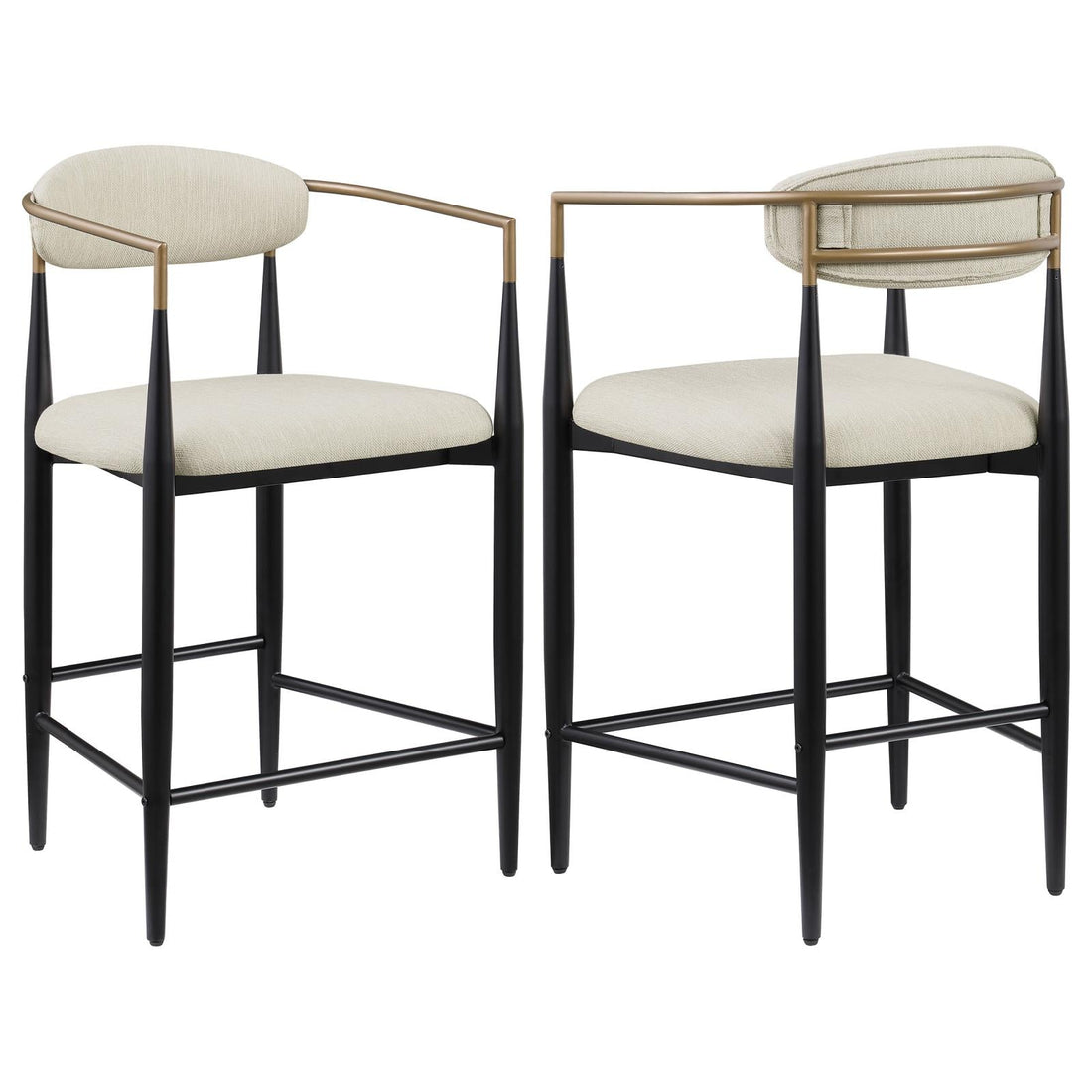 Tina Metal Counter Height Bar Stool with Upholstered Back and Seat Beige (Set of 2) - 121184 - Bien Home Furniture & Electronics