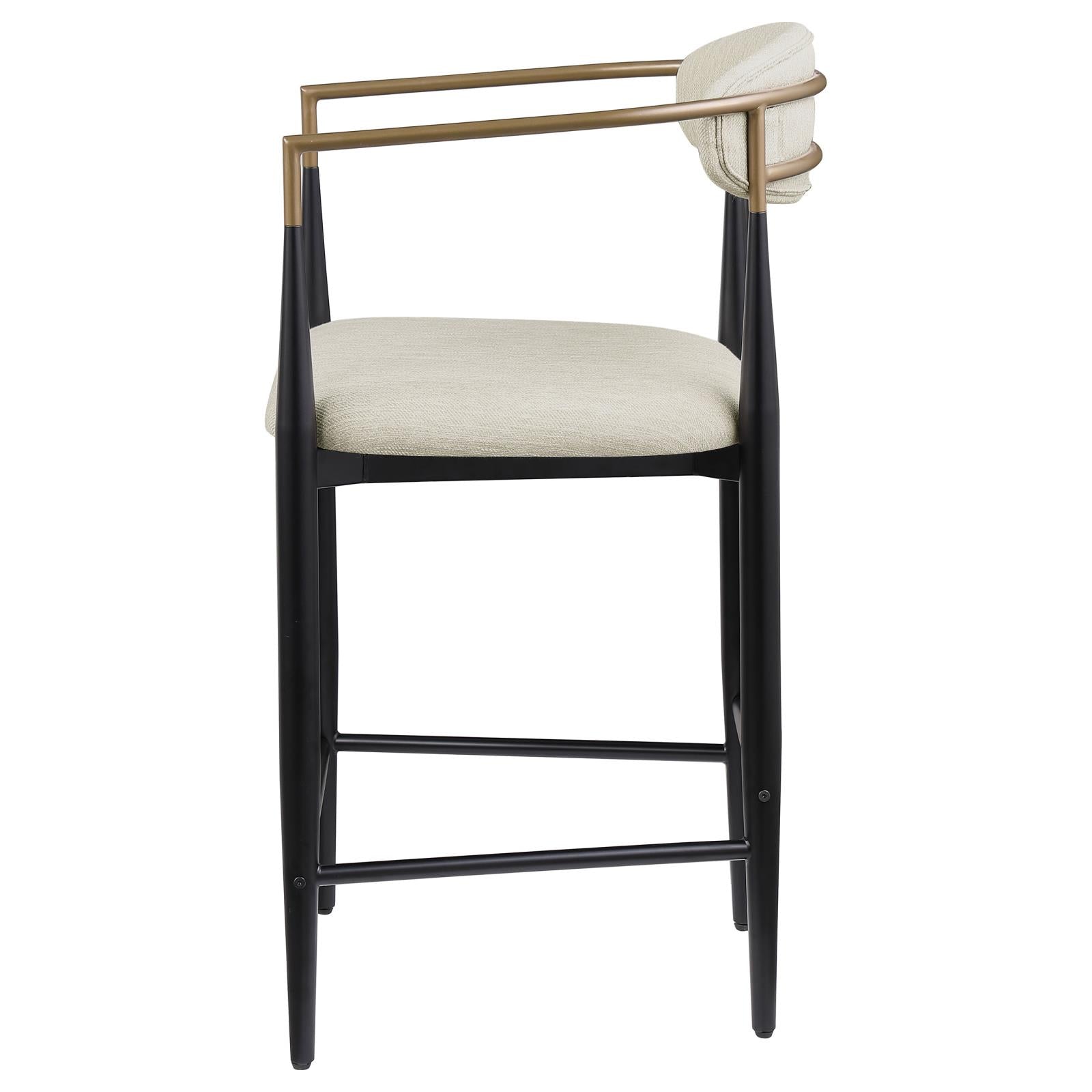 Tina Metal Counter Height Bar Stool with Upholstered Back and Seat Beige (Set of 2) - 121184 - Bien Home Furniture & Electronics