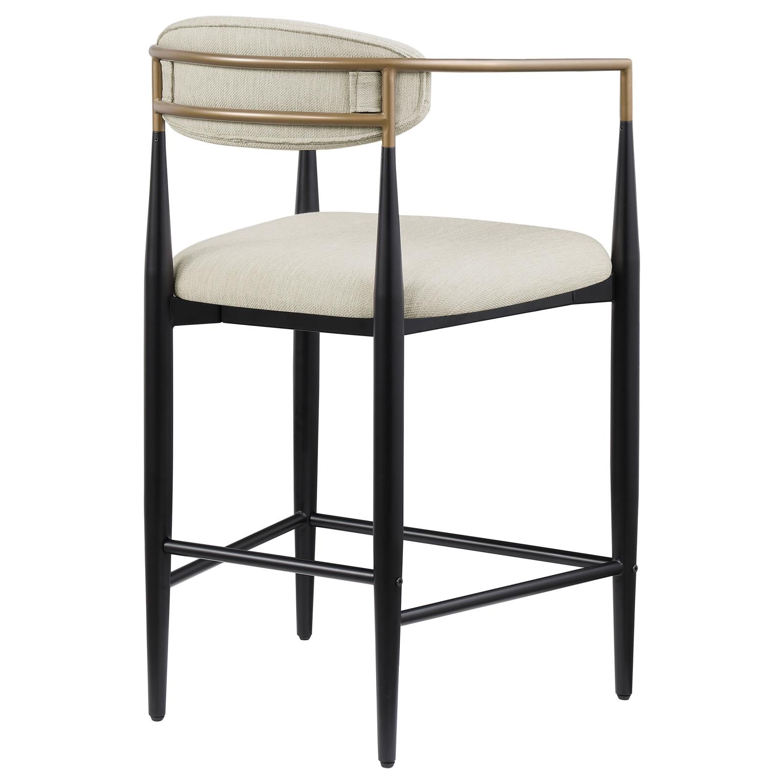 Tina Metal Counter Height Bar Stool with Upholstered Back and Seat Beige (Set of 2) - 121184 - Bien Home Furniture & Electronics