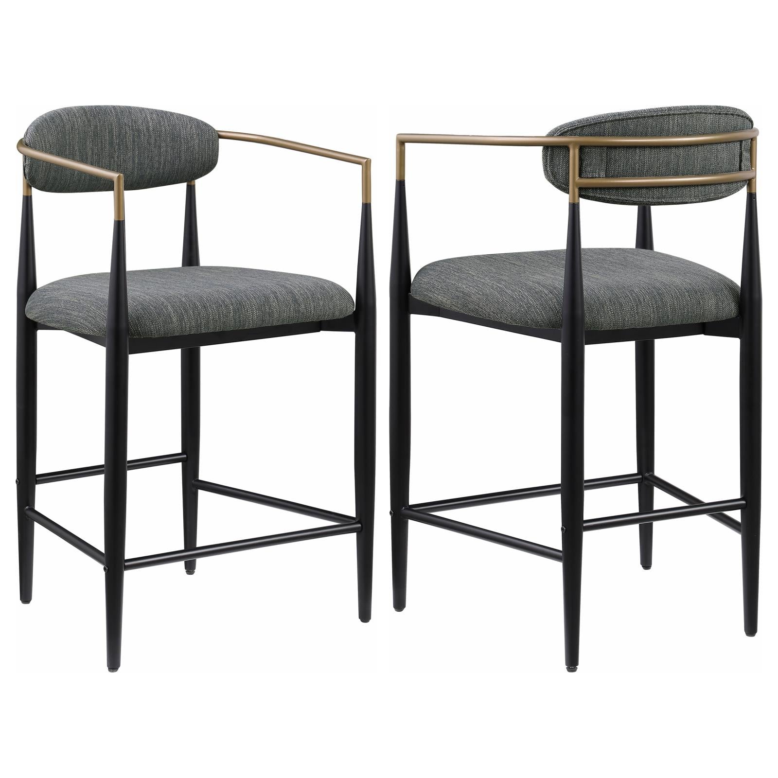 Tina Metal Counter Height Bar Stool with Upholstered Back and Seat Dark Grey (Set of 2) - 121186 - Bien Home Furniture & Electronics