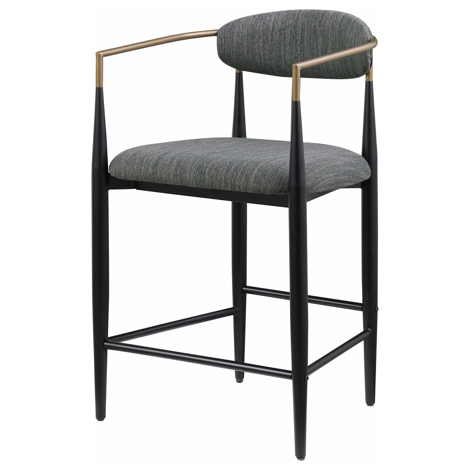 Tina Metal Counter Height Bar Stool with Upholstered Back and Seat Dark Grey (Set of 2) - 121186 - Bien Home Furniture & Electronics