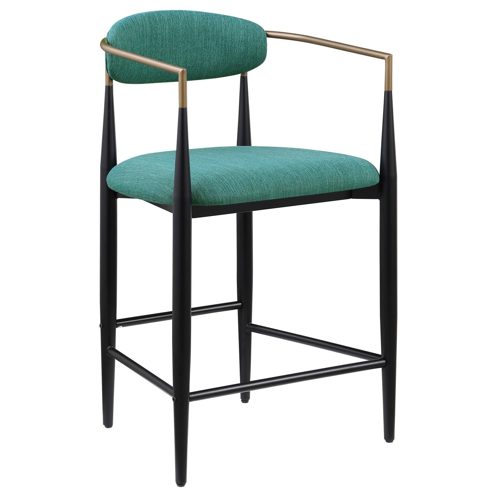 Tina Metal Counter Height Bar Stool with Upholstered Back and Seat Green (Set of 2) - 121185 - Bien Home Furniture & Electronics