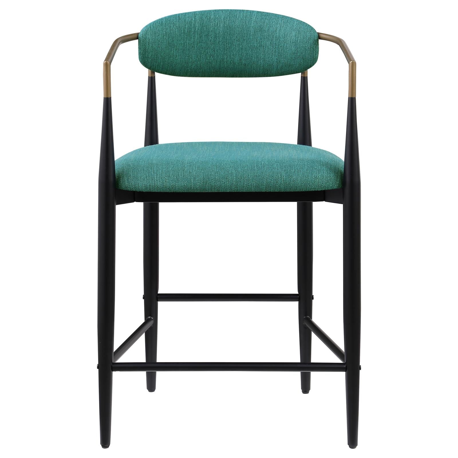 Tina Metal Counter Height Bar Stool with Upholstered Back and Seat Green (Set of 2) - 121185 - Bien Home Furniture & Electronics