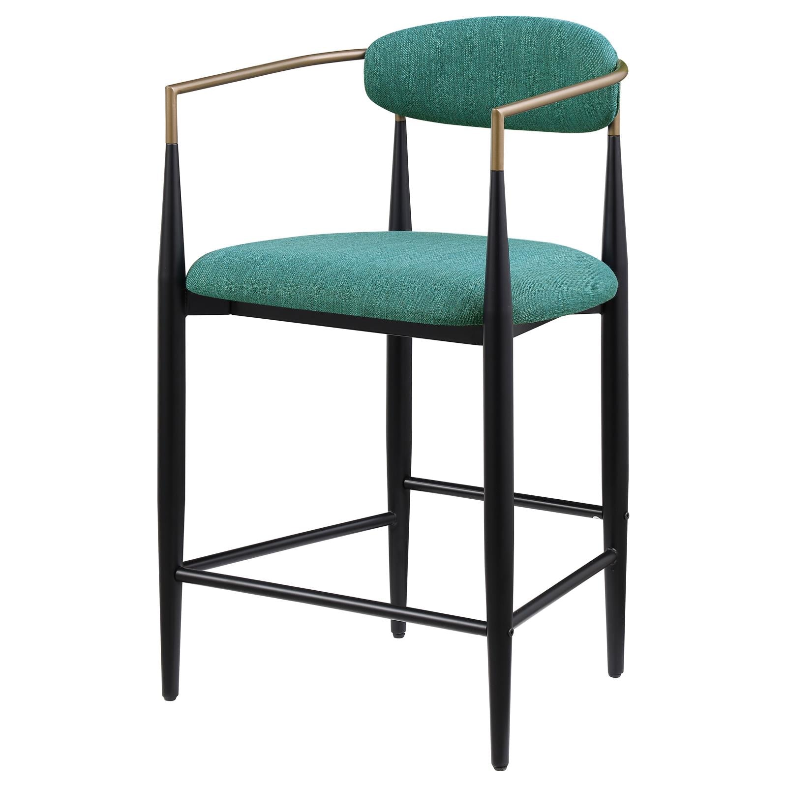 Tina Metal Counter Height Bar Stool with Upholstered Back and Seat Green (Set of 2) - 121185 - Bien Home Furniture & Electronics
