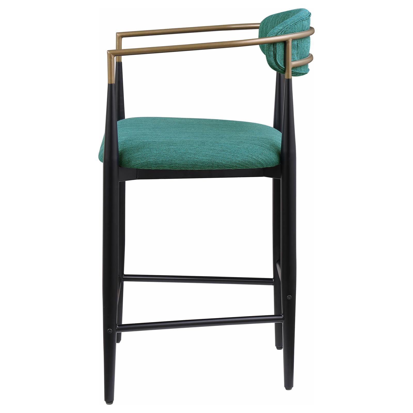 Tina Metal Counter Height Bar Stool with Upholstered Back and Seat Green (Set of 2) - 121185 - Bien Home Furniture & Electronics