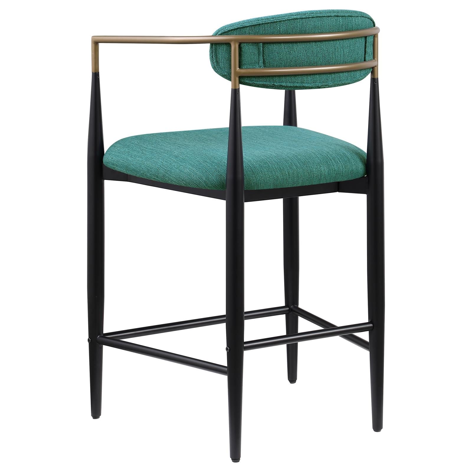 Tina Metal Counter Height Bar Stool with Upholstered Back and Seat Green (Set of 2) - 121185 - Bien Home Furniture & Electronics