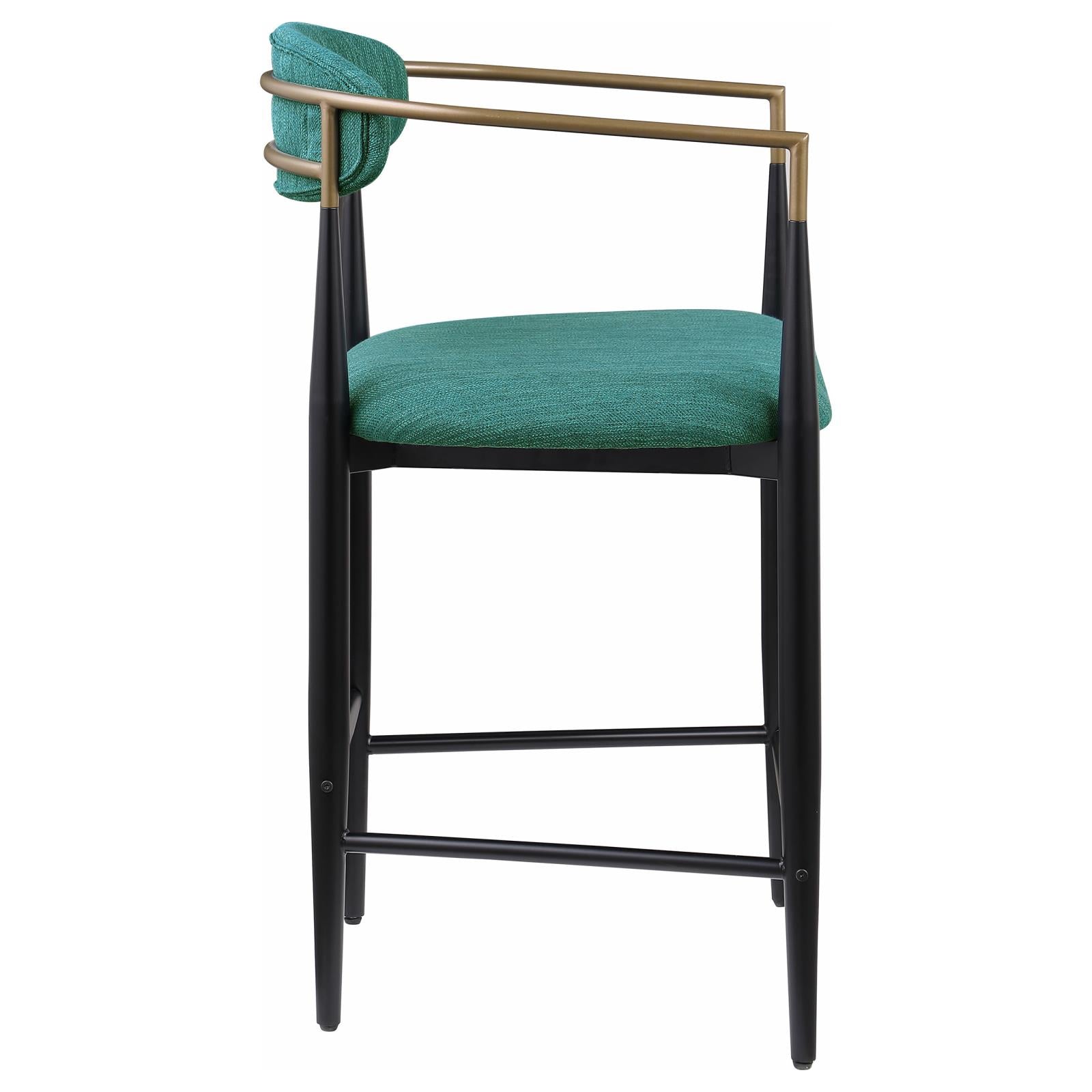 Tina Metal Counter Height Bar Stool with Upholstered Back and Seat Green (Set of 2) - 121185 - Bien Home Furniture & Electronics