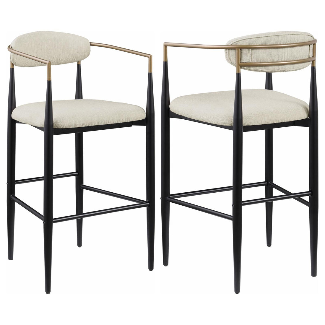 Tina Metal Pub Height Bar Stool with Upholstered Back and Seat Beige (Set of 2) - 121187 - Bien Home Furniture & Electronics