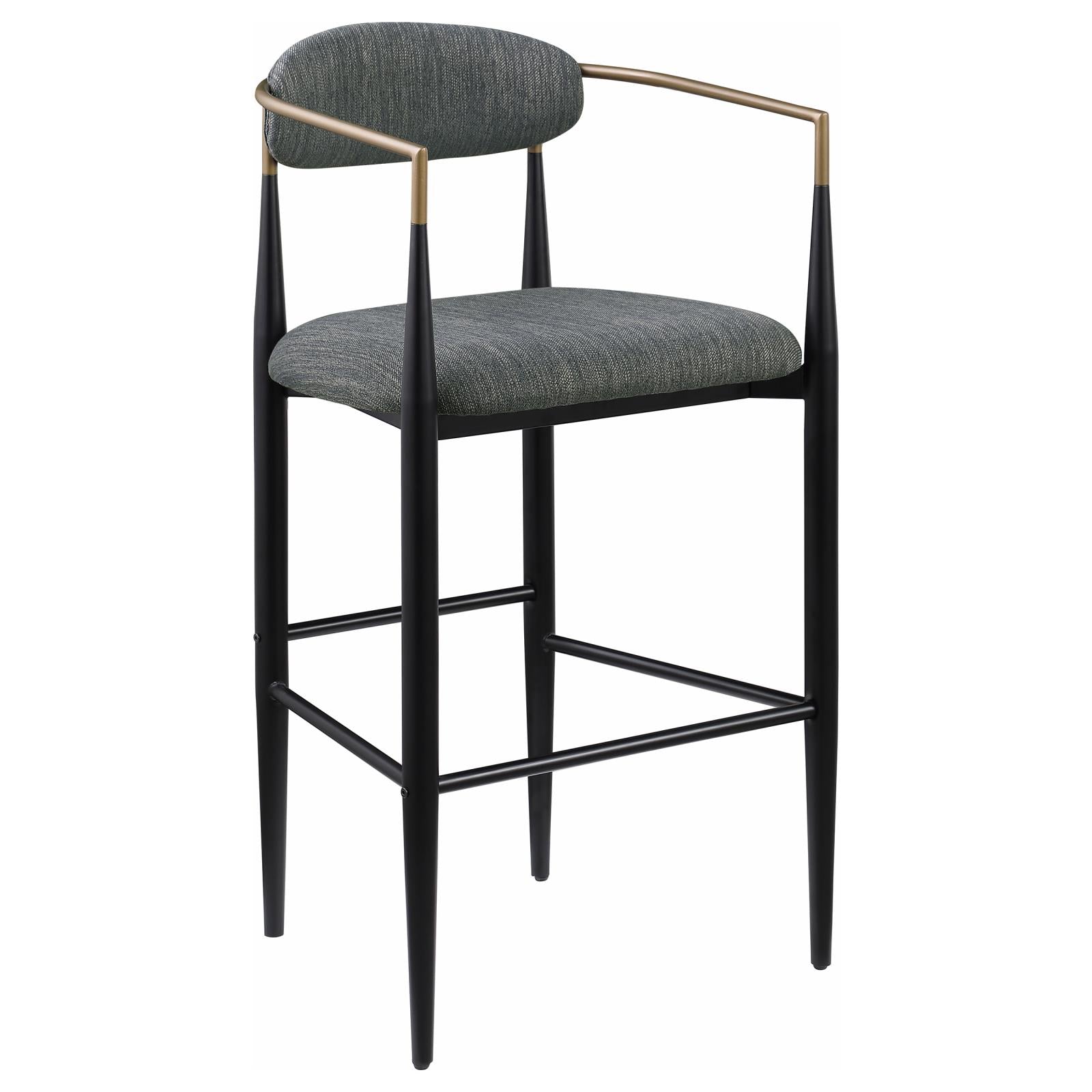 Tina Metal Pub Height Bar Stool with Upholstered Back and Seat Dark Grey (Set of 2) - 121189 - Bien Home Furniture & Electronics