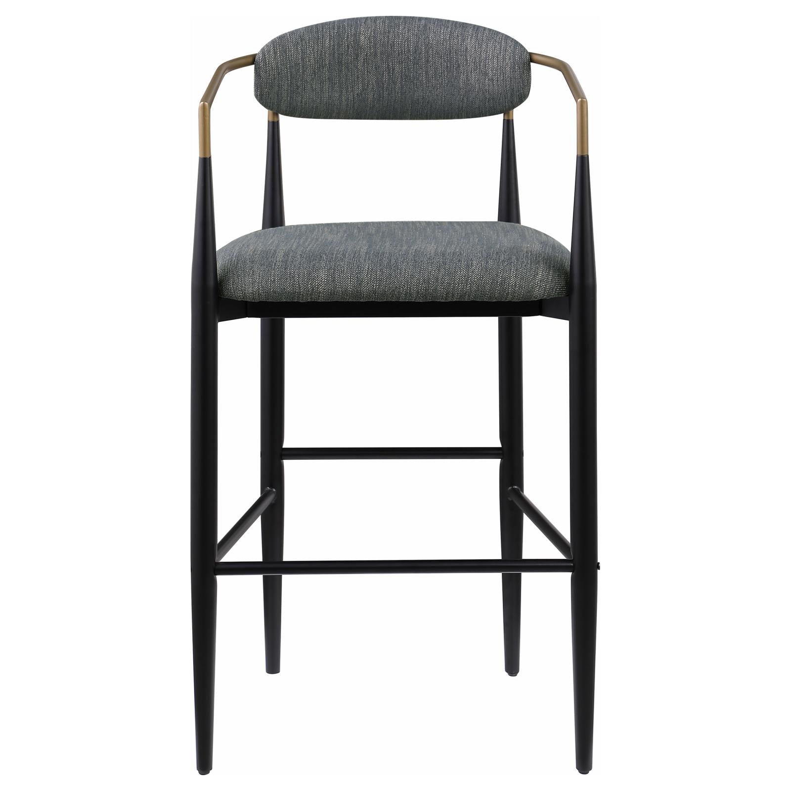 Tina Metal Pub Height Bar Stool with Upholstered Back and Seat Dark Grey (Set of 2) - 121189 - Bien Home Furniture & Electronics