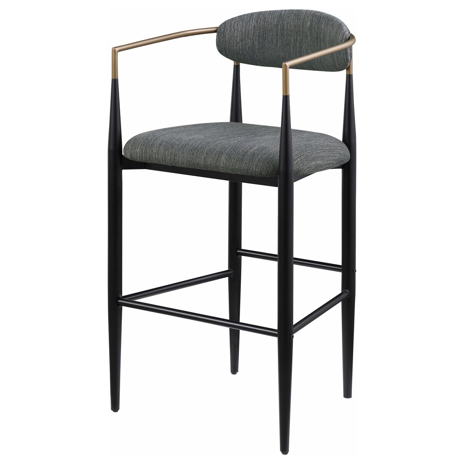 Tina Metal Pub Height Bar Stool with Upholstered Back and Seat Dark Grey (Set of 2) - 121189 - Bien Home Furniture & Electronics