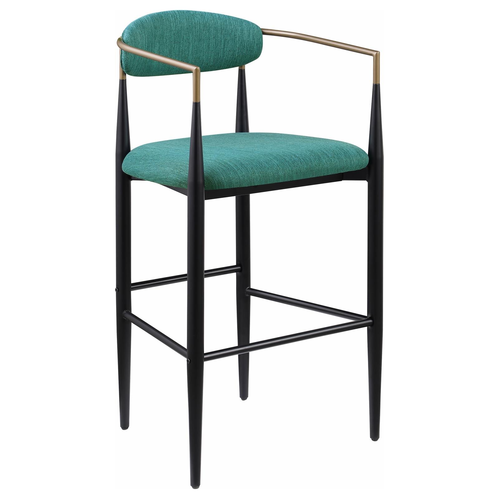 Tina Metal Pub Height Bar Stool with Upholstered Back and Seat Green (Set of 2) - 121188 - Bien Home Furniture & Electronics