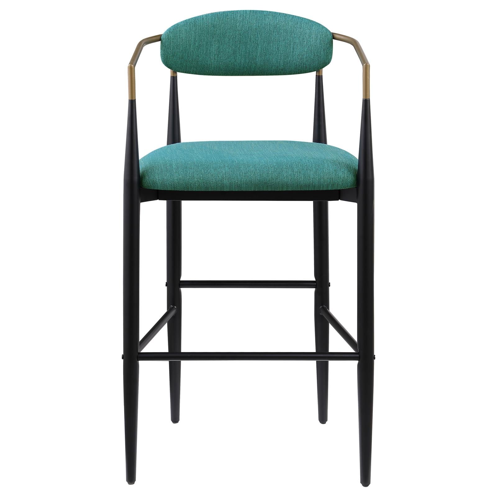 Tina Metal Pub Height Bar Stool with Upholstered Back and Seat Green (Set of 2) - 121188 - Bien Home Furniture & Electronics