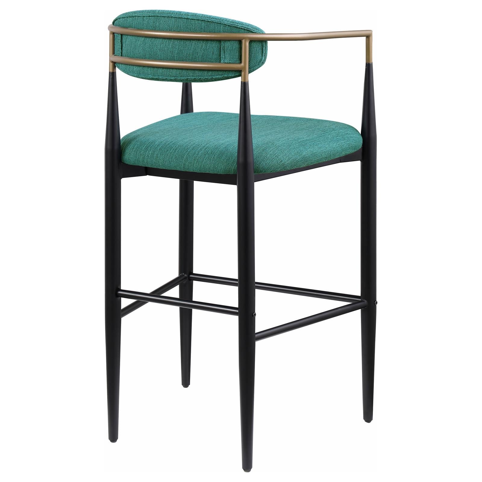 Tina Metal Pub Height Bar Stool with Upholstered Back and Seat Green (Set of 2) - 121188 - Bien Home Furniture & Electronics