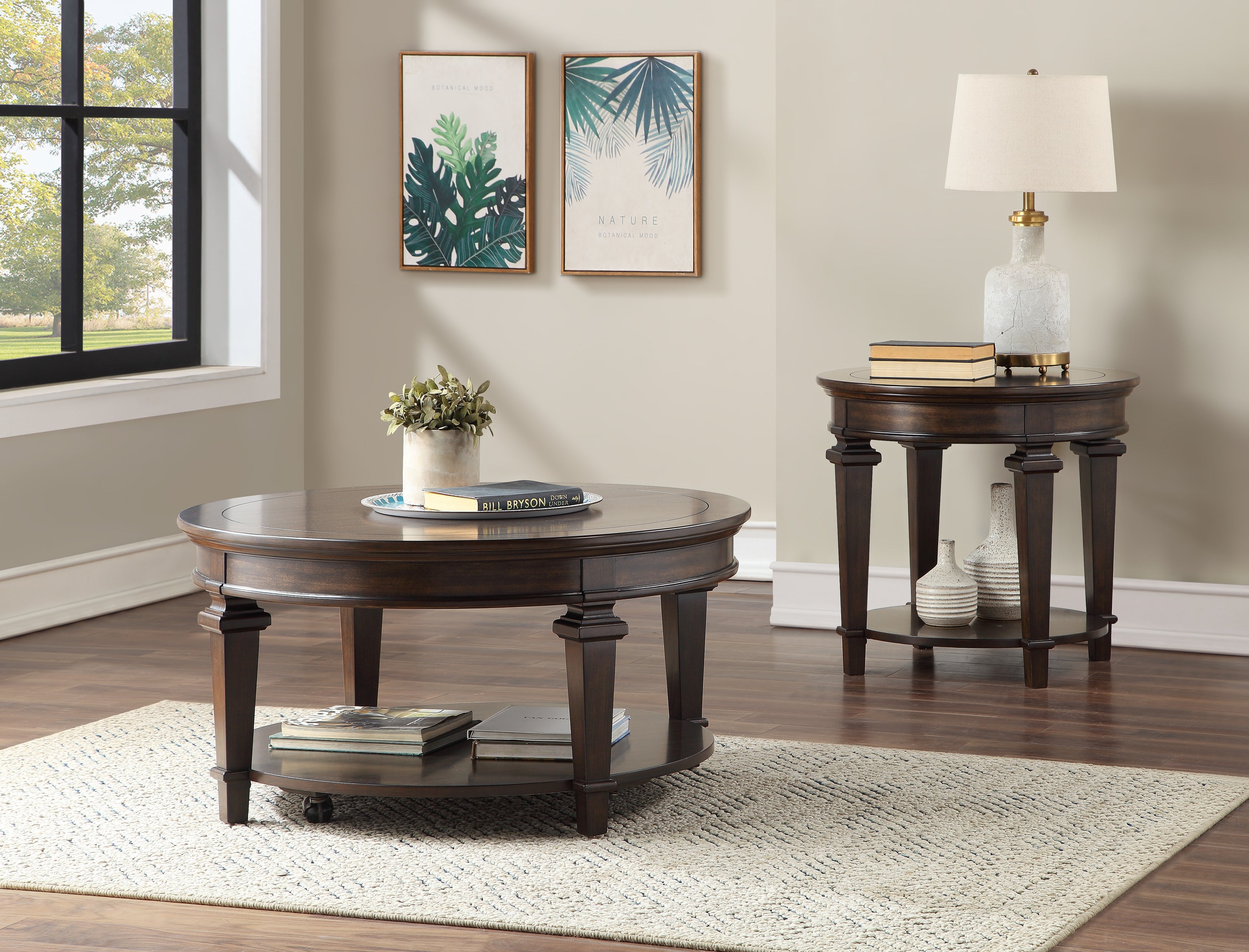 Tobias Espresso Round End Table - 3681-04RD - Bien Home Furniture & Electronics
