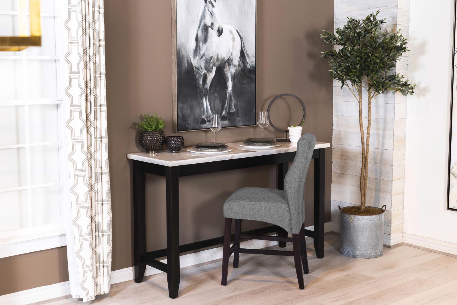 Toby Espresso/White Rectangular Marble Top Counter Height Table - 115528 - Bien Home Furniture & Electronics