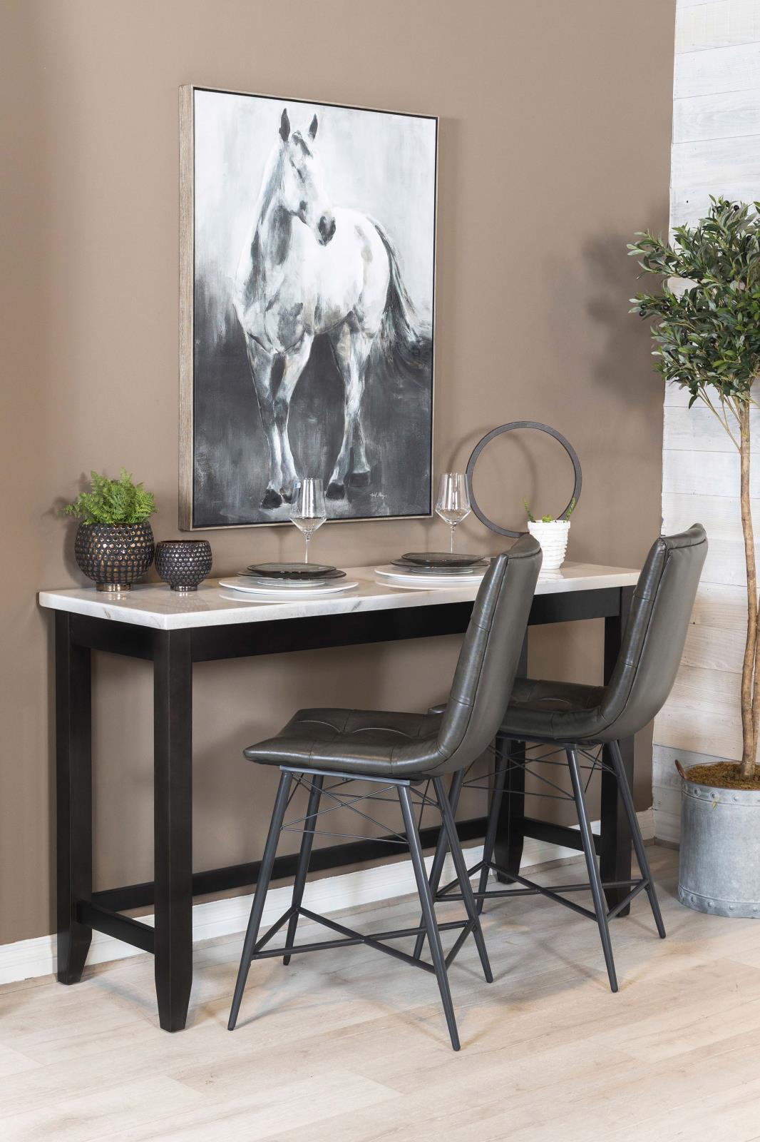 Toby Espresso/White Rectangular Marble Top Counter Height Table - 115528 - Bien Home Furniture & Electronics