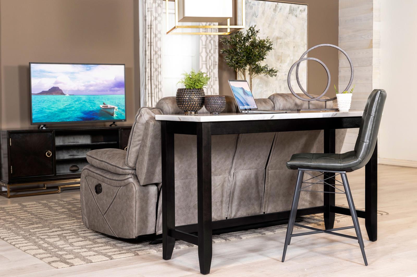 Toby Espresso/White Rectangular Marble Top Counter Height Table - 115528 - Bien Home Furniture & Electronics
