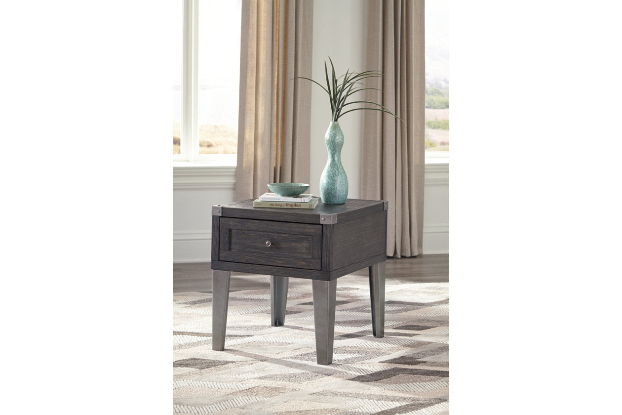 Todoe Dark Gray End Table with USB Ports & Outlets - T901-3 - Bien Home Furniture & Electronics