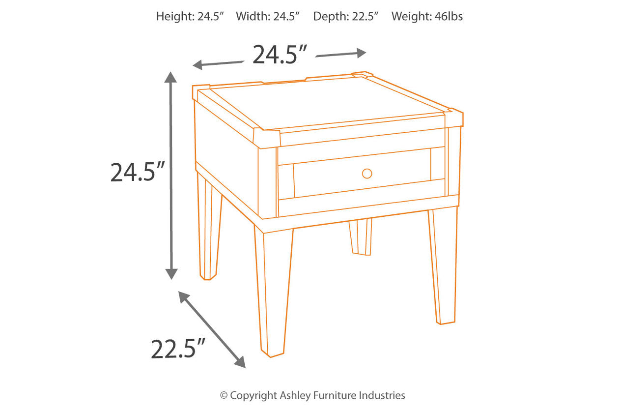 Todoe Dark Gray End Table with USB Ports & Outlets - T901-3 - Bien Home Furniture & Electronics