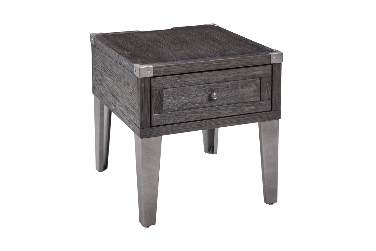 Todoe Dark Gray End Table with USB Ports & Outlets - T901-3 - Bien Home Furniture & Electronics