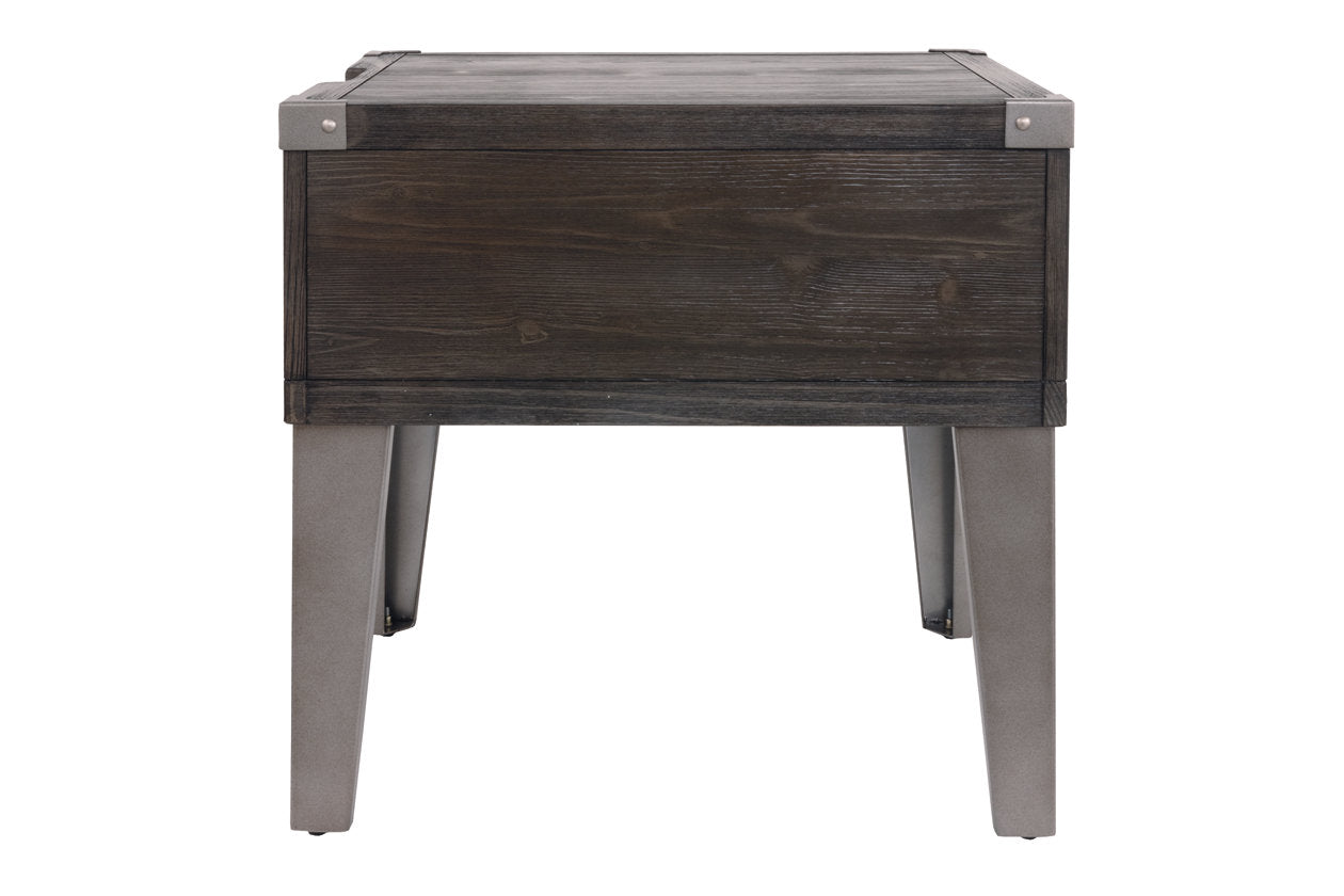 Todoe Dark Gray End Table with USB Ports & Outlets - T901-3 - Bien Home Furniture & Electronics