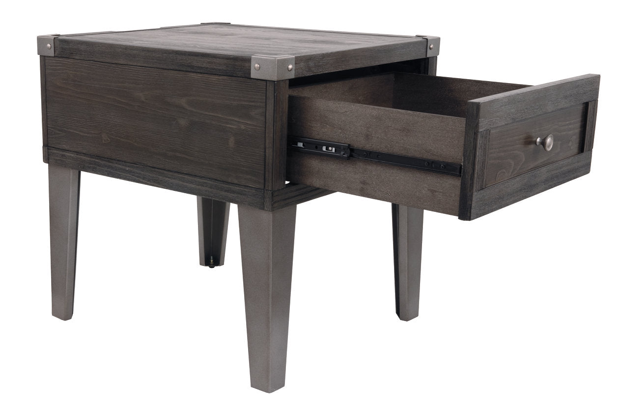 Todoe Dark Gray End Table with USB Ports & Outlets - T901-3 - Bien Home Furniture & Electronics