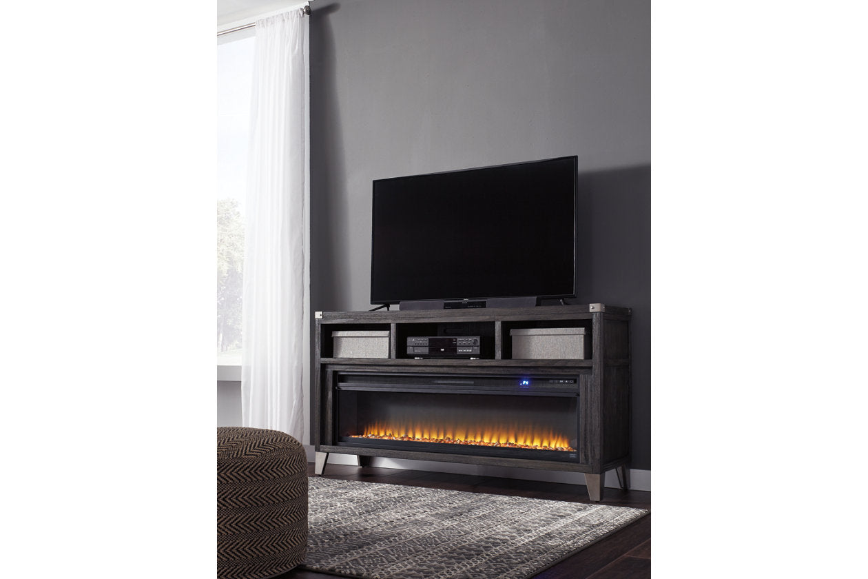 Todoe Gray 65" TV Stand with Electric Fireplace - SET | W100-22 | W901-68 - Bien Home Furniture & Electronics