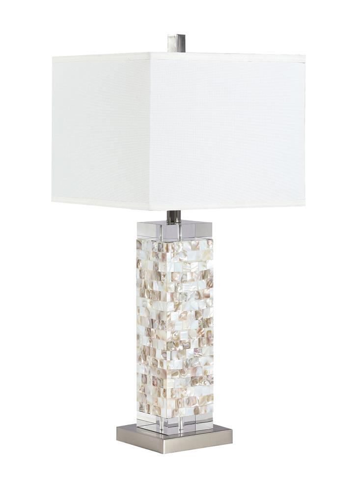 Toga Square Shade Table Lamp with Crystal Base White/Silver - 923281 - Bien Home Furniture &amp; Electronics