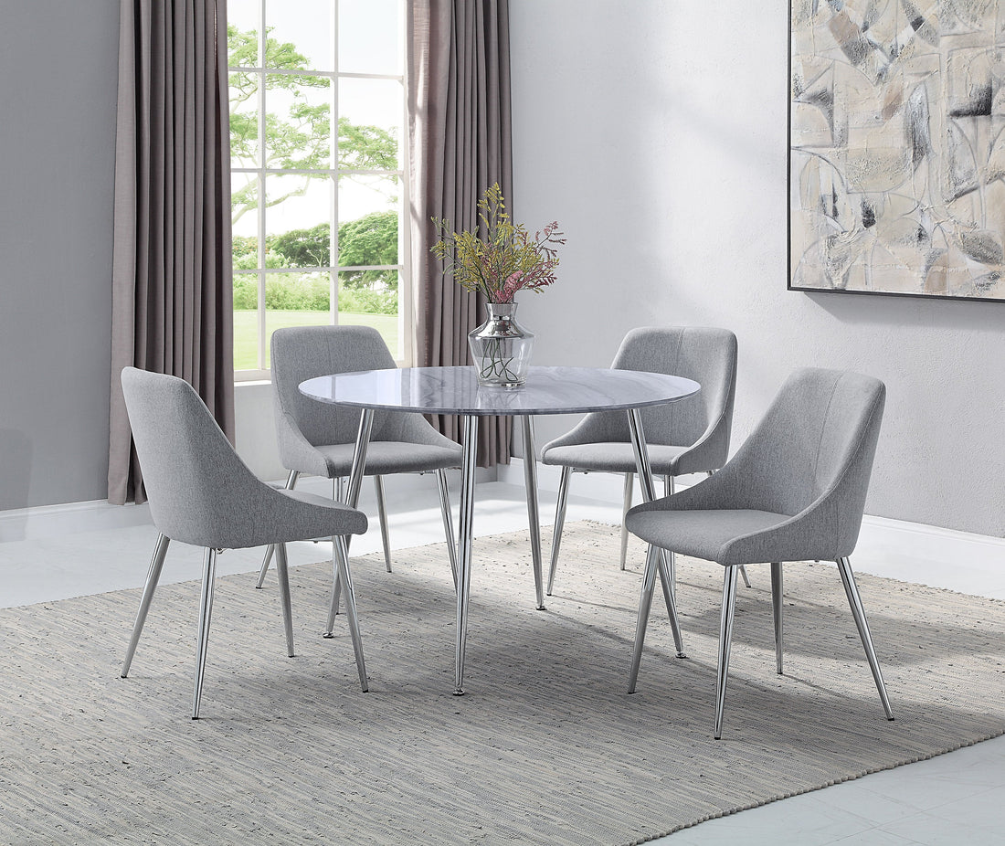 Tola Silver Glass-Top Round Dining Set - SET | 1173T-45RD-TOP | 1173T-45RD-LEG | 1173S(2) - Bien Home Furniture &amp; Electronics