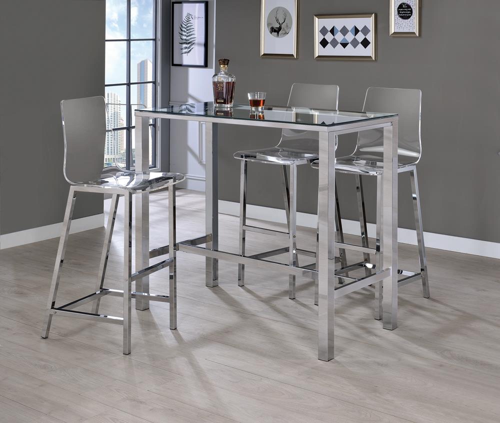 Tolbert Chrome Bar Table with Glass Top - 104873 - Bien Home Furniture & Electronics