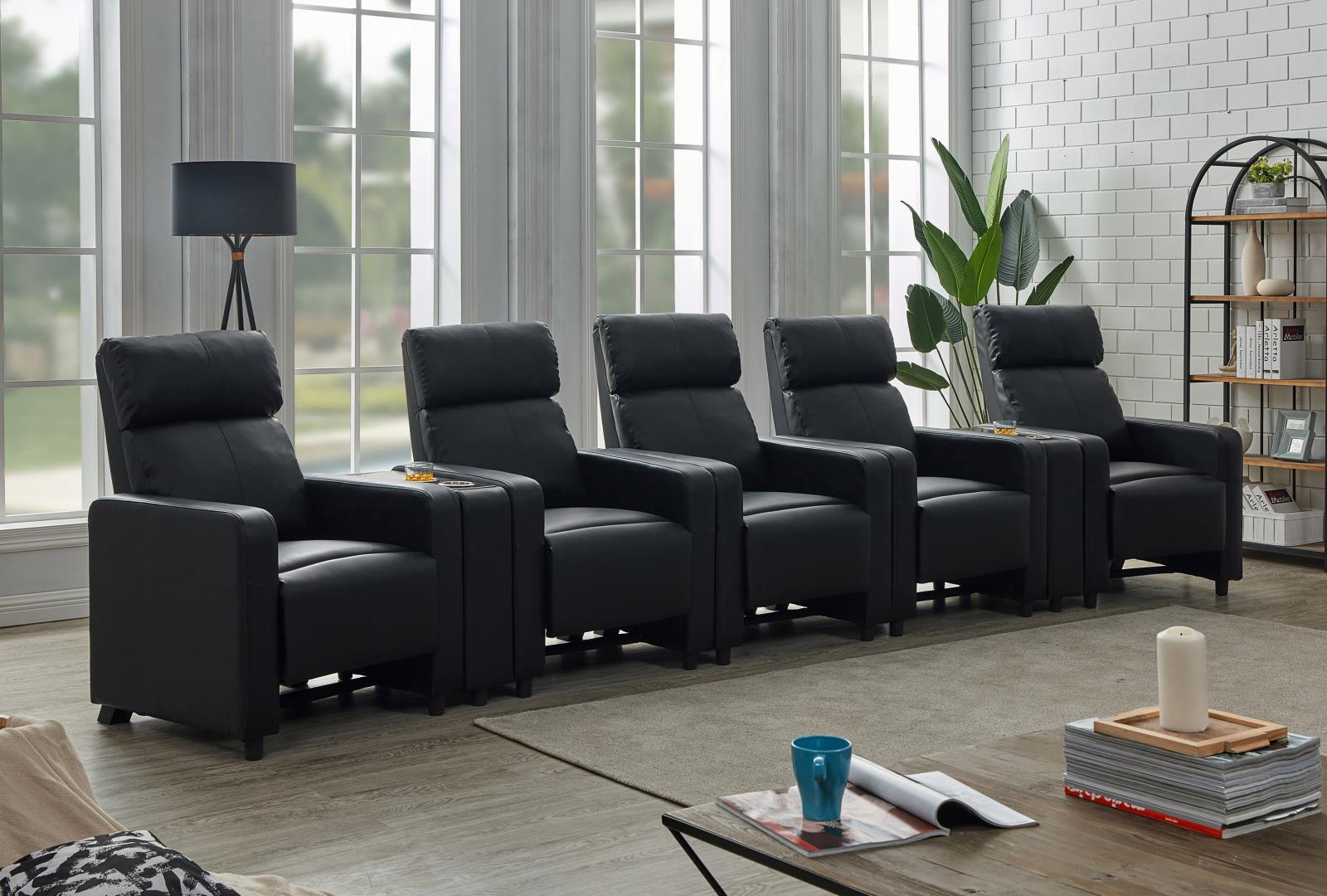 Toohey Home Theater Push Back Recliner Black - 600181 - Bien Home Furniture & Electronics
