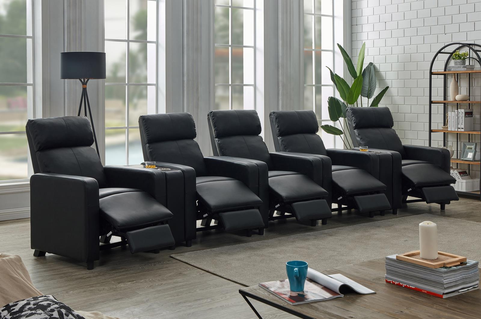 Toohey Home Theater Push Back Recliner Black - 600181 - Bien Home Furniture & Electronics