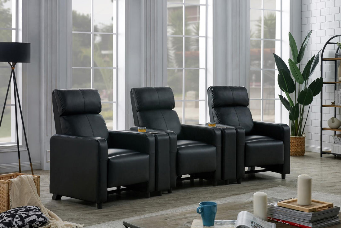 Toohey Upholstered Tufted Recliner Living Room Set Black - 600181-S3A - Bien Home Furniture & Electronics