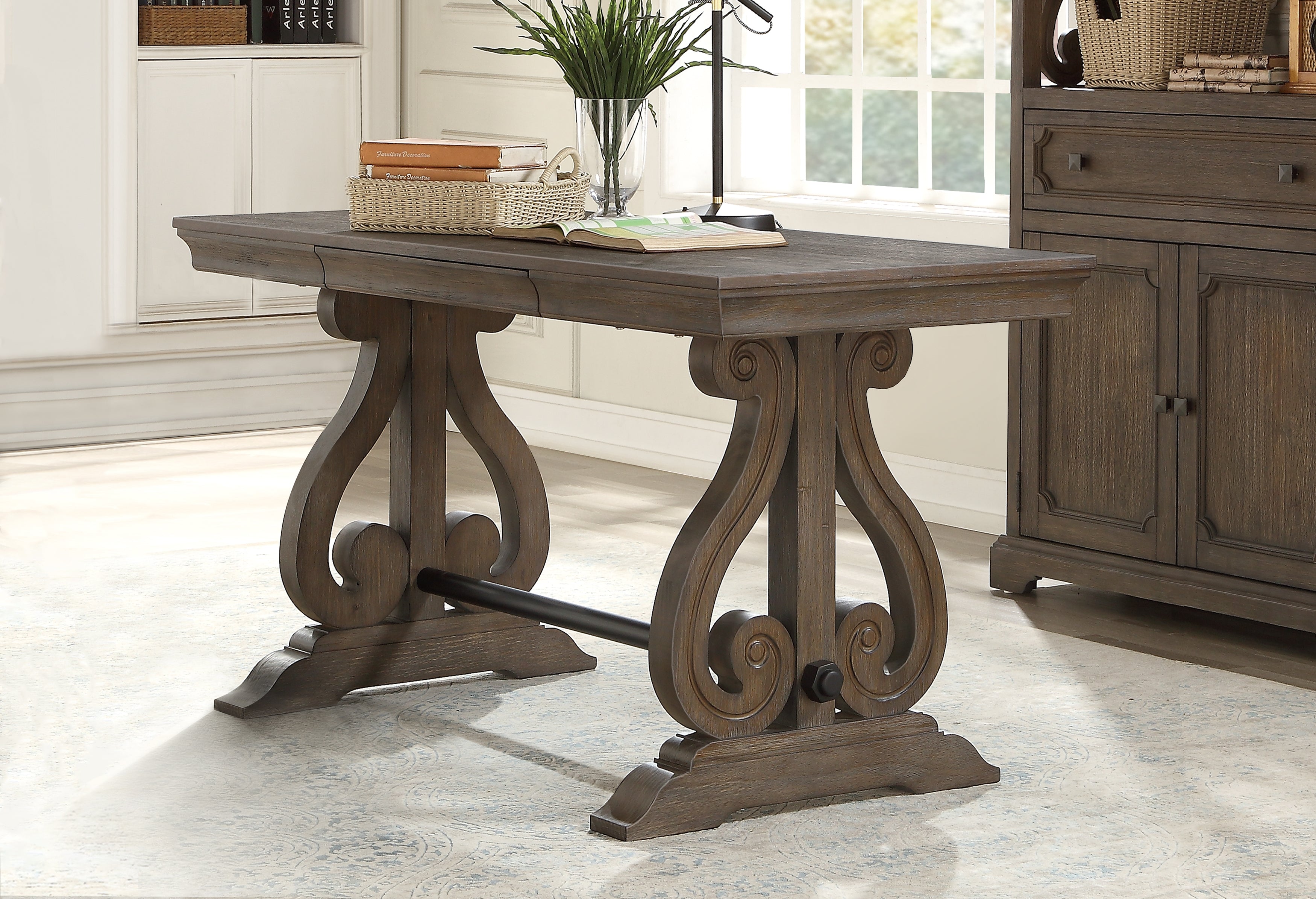 Toulon Dark Oak Writing Desk - 5438-15 - Bien Home Furniture & Electronics