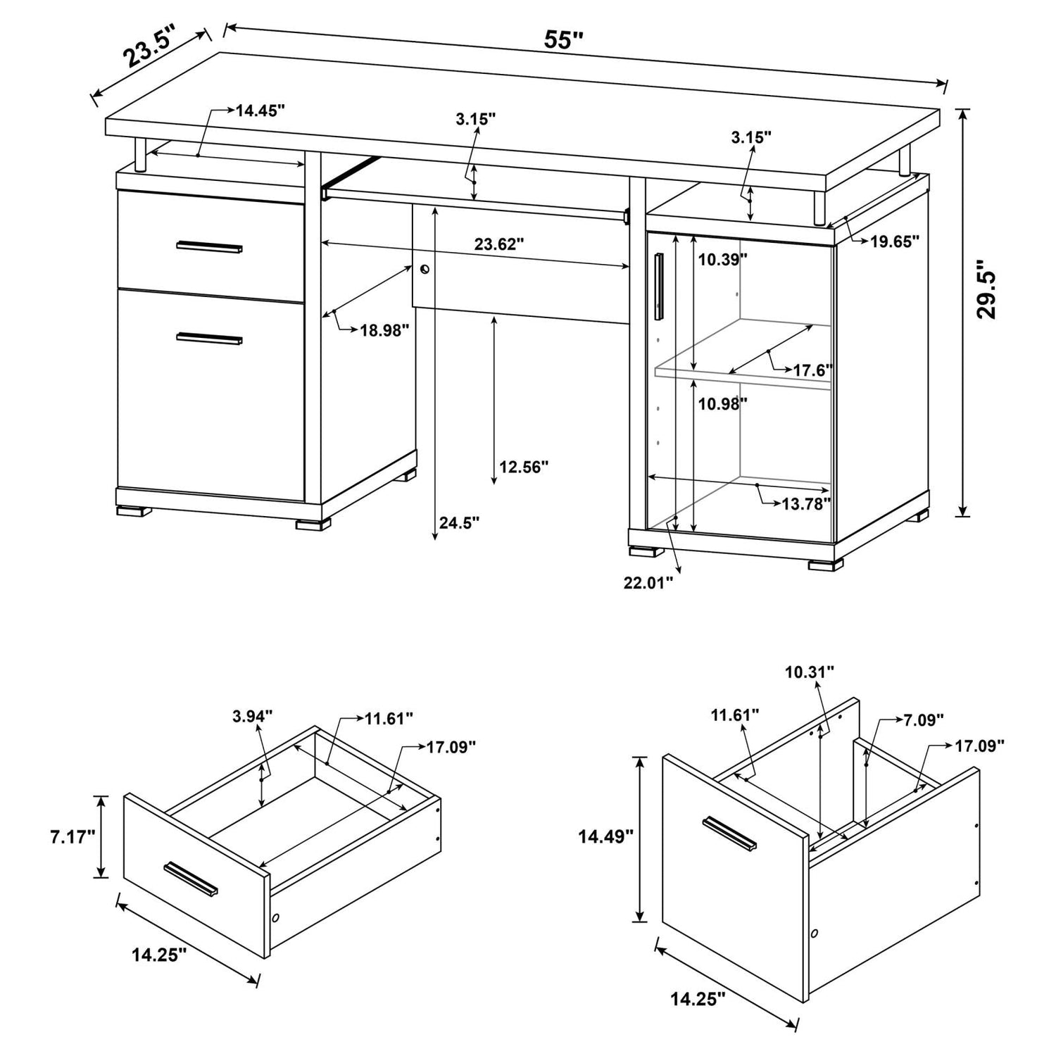 Tracy White 2-Drawer Computer Desk - 800108 - Bien Home Furniture &amp; Electronics
