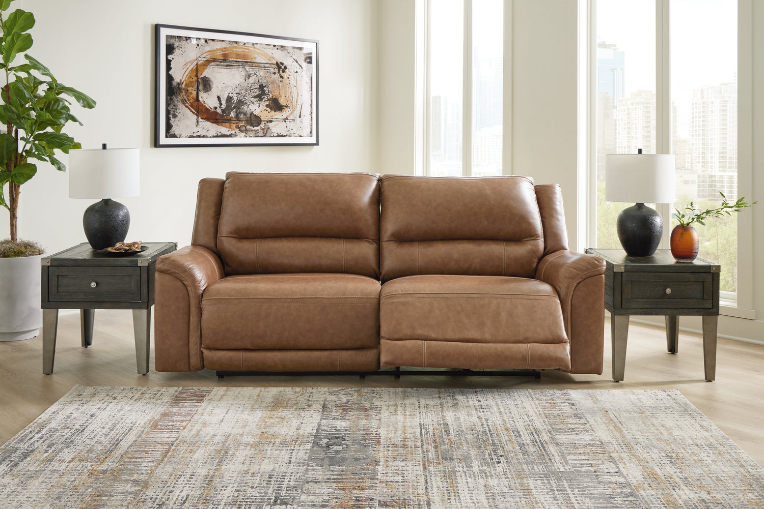 Trasimeno Caramel Power Reclining Sofa - U8281547 - Bien Home Furniture & Electronics