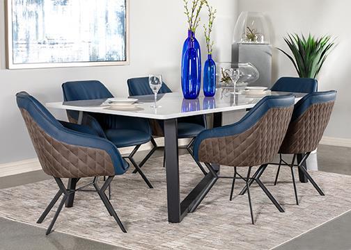 Trevon Upholstered Tufted Side Chairs (Set of 2) Blue/Brown - 193722 - Bien Home Furniture & Electronics