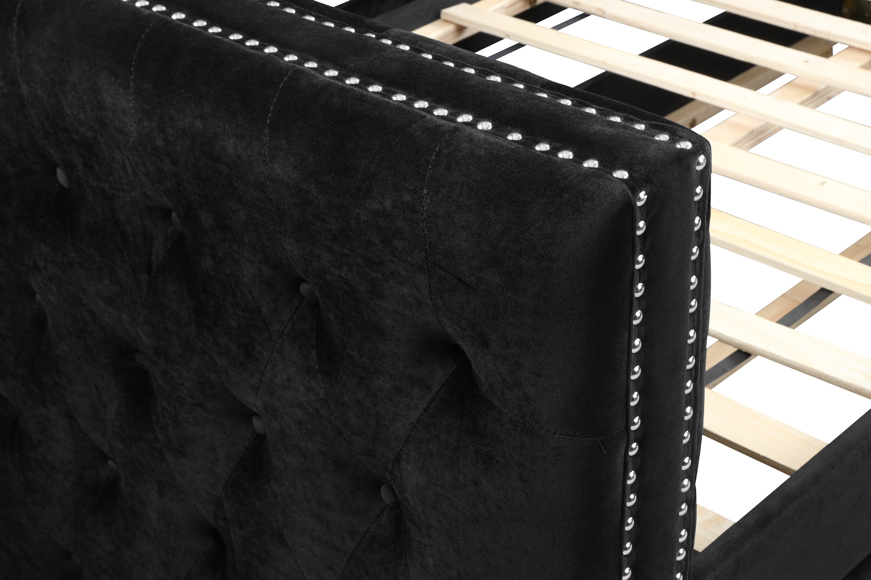Trina Black Velvet Twin Daybed - SET | 5335BK-ARM | 5335BK-BACK - Bien Home Furniture & Electronics