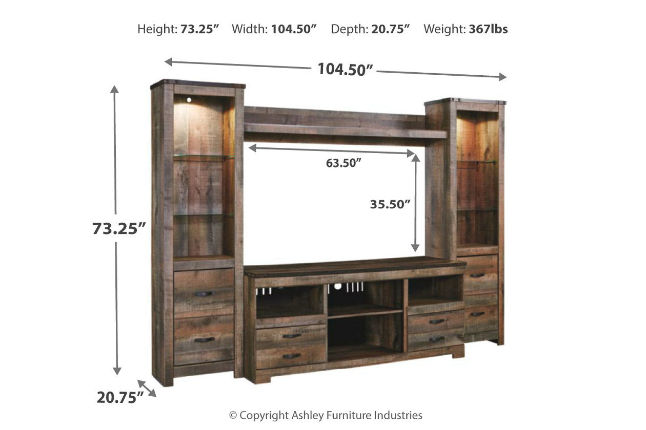 Trinell Brown 4-Piece Entertainment Center - SET | W446-24(2) | W446-27 | W446-68 - Bien Home Furniture & Electronics