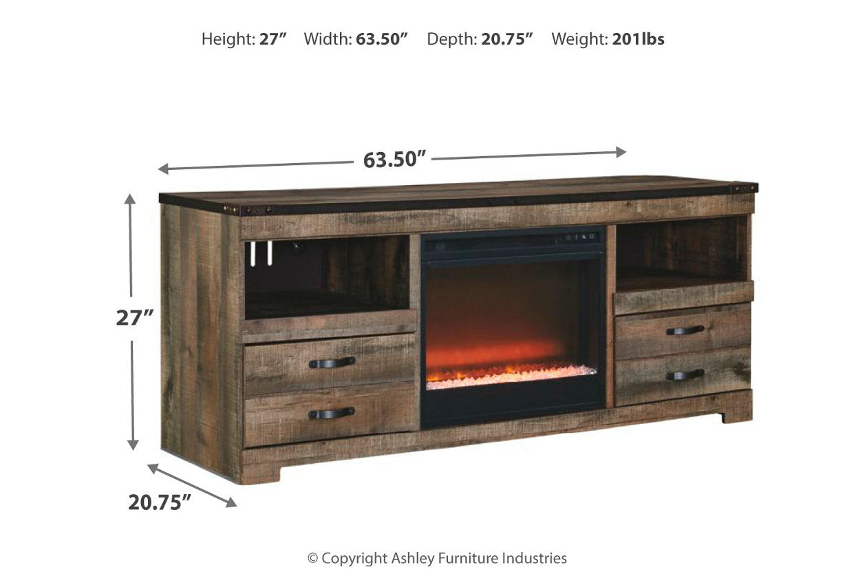 Trinell Brown 63" TV Stand with Electric Fireplace - SET | W100-02 | W446-68 - Bien Home Furniture & Electronics