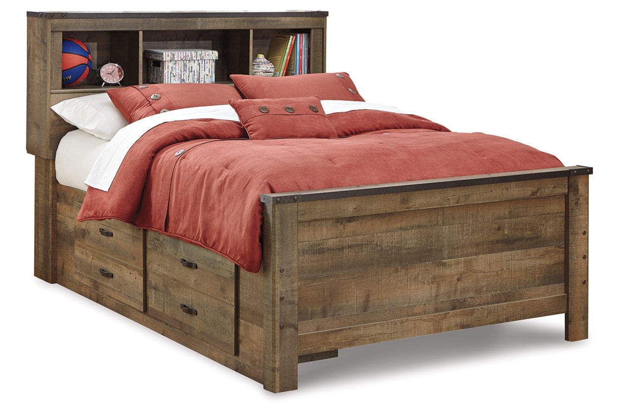 Trinell Brown Full Bookcase Bed with 2 Storage Drawers - SET | B100-12 | B446-50 | B446-65 | B446-84 - Bien Home Furniture & Electronics