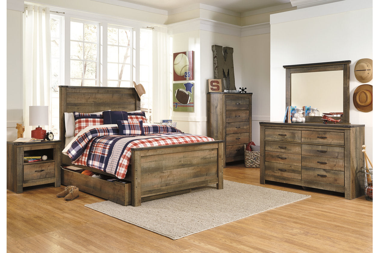 Trinell Brown Full Panel Bed with 1 Large Storage Drawer - SET | B100-12 | B446-60 | B446-84 | B446-86 | B446-87 - Bien Home Furniture & Electronics